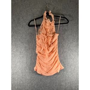 Charlotte Russe‎ Top Women Large Pink Halterneck Chiffon Regency Romantic Sexy